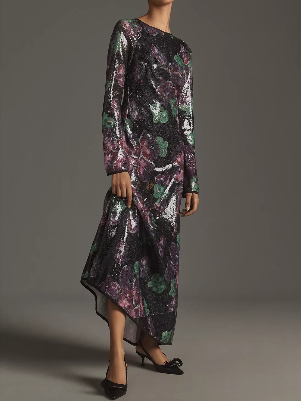 The Wolf Gang Lenee Sequin Long Sleeve Maxi Dress Size Small